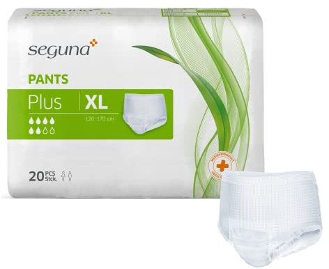 SEGUNA Pants Plus, Inkontinenz Pants, Windelhosen für Erwachsene, Frauen, Männer, Inkontinenzhosen bei Blasenschwäche (XL (Beutel 20 Stück))