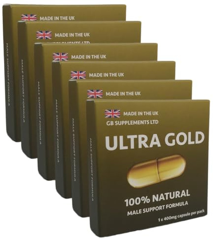 6 x Ultra Gold high Strength Capsules with Delay, 100% Herbal Support Supplement for Men! Male Stamina & Endurance Support, Contains maca, Ginseng & More