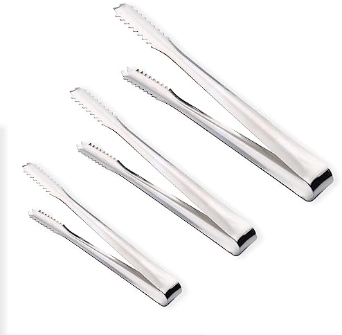 Fezf Juego De 3 Pinzas Para Dulces De Diferentes Tamaños, Pinzas De Cocina, Mini Pinzas Para Azúcar, Pinzas Para Servir Para Bodas, Bares, Fiestas (Plata)