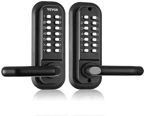 VEVOR Serratura Meccanica Porta d'Ingresso Senza Chiave, Tastiera a 14 Cifre, Serrature per Porte Incorporate Doppia Faccia con Tastiera Maniglia Lega di Zinco Impermeabile Giardino, Cortile, Garage