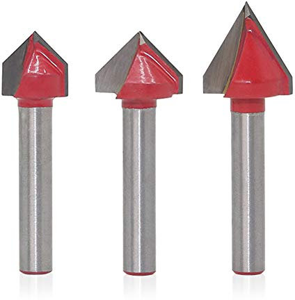 Saipor 3pcs Fraise à Rainurer Droit en V à Queue de 6mm Carbure de Tungstène Fraises de Defonceuse a Bois 3D en V Fraise à Graver CNC pour le Travail du Bois, 60°et 90°