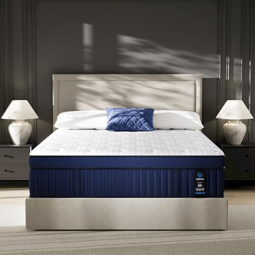 Suiforlun 14 Inch Queen Mattress with Ice Silk Cover, Euro Top Hybrid Gel Memory Foam with 7-Zone Individually Wrapped Coils, Medium Firm Queen Size Mattress for Pressure Relief