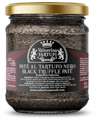 Valnerina Tartufi Paté mit schwarzer Trüffel Trüffelpaté | Pilzsauce Champignon, Trüffen, schwarze Oliven | Glas 180 gr.