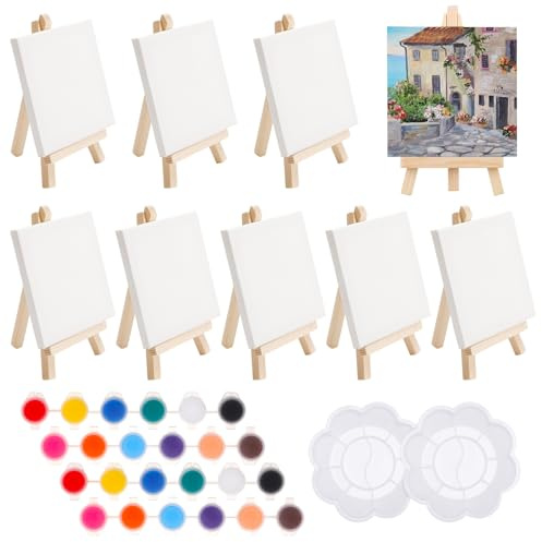 Invalidism 22Pcs Mini Wooden Easel Art Set