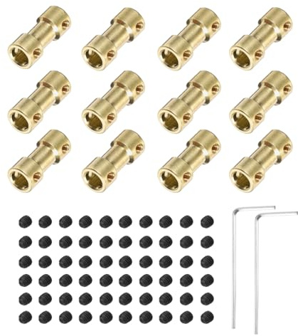sourcing map 12 pezzi da 6 mm a 6 mm in ottone giunto giunto connettore con viti e chiave esagonale accoppiatore albero motore flessibile per ruote auto pneumatici albero motore