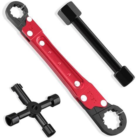 LAISGOO Plumbing Tools Angle Stop Wrench Kit - 3-Piece Plumber Tool Set with Compression Sleeve Puller & 4-Way Sillcock Key - Fits 3/8 & 1/2 Angle Stop Outlets Ferrule Removal Tool for Tight Spaces