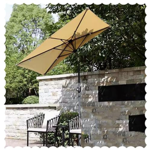 HAEKEBC Parasol De Balcon Demi-Parasol De Patio Rectangulaire Parasol De Bistrot, Parasol Mural Inclinable, Parasol De Jardin 200cm×100cm avec Poteau