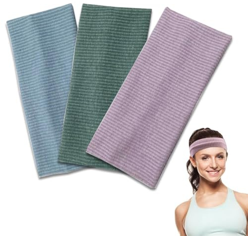 Diadema Elástica, 3 Piezas Diadema de Yoga Deportivo Banda, Cinta Pelo Mujer y Hombres, Banda de Pelo Transpirable para Absorber el Sudor, para Hacer Entrenamiento, Yoga, Correr cinta pelo