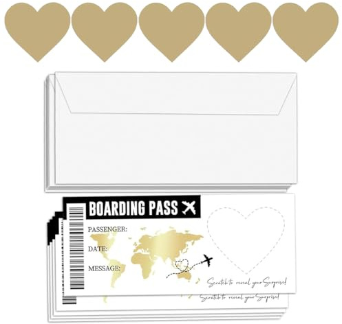 EIH1 5 Piezas Travel Card Surprise Scratch Card - Elegante Regalo para Viajeros Personalizable Regalo de Cumpleaños de Navidad Regalo de Amistad (Oro)