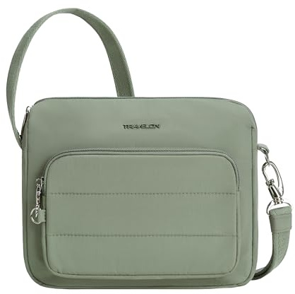 Travelon Unisex stöldskydd roam öst/väst crossbody, mossa, 25 cm B x 20 cm H x 6,5 cm D, Mossa, 10.25”W X 8”H X 2.5”D