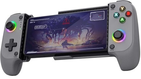 Trust GXT 735G Mylox Manette pour Telephone Portable Bluetooth pour Android/Iphone / PS5 / Xbox/Mobile, 12h d'Autonomie, Double Vibration, Ėclairage RGB, Manette Smartphone Sans Fil, Gris