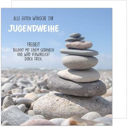Edition Seidel Premium quadratische Glückwunschkarte zur Jugendweihe mit Umschlag. Jugendweihekarte Karte Grußkarte Junge Mädchen Jugendliche Steine (JWQ114 SW025)