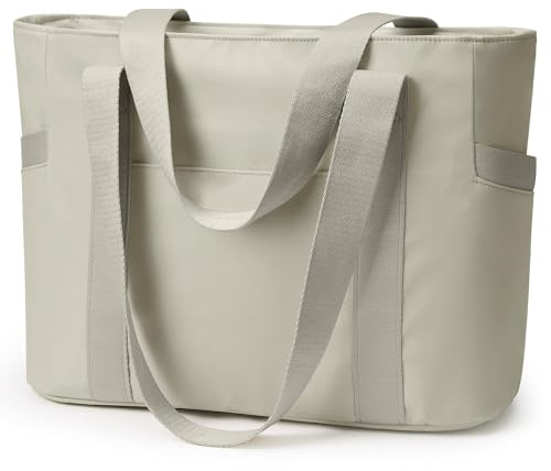 KALIDI Bolso de la compra grande con compartimento para portátil de 15,6 pulgadas para la universidad, viajes, playa, trabajo
