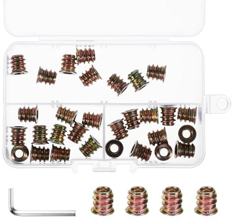 30 Stück Einschraubmutter M5 mit Sechskantschlüssel, Gewindemuffe M5x10mm, Verzinkte Sechskant Gewindeeinsatz Holz Einschraubmutter Holz Einschraubmuffen Gewindehülse, Einschraubhülsen für Holzmöbel