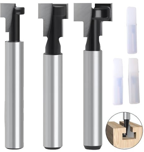 3 Pcs Ensemble De Fraises,Pointe De Fraise, Fraises Pour DéFonceuse,Fraises à Rainurer, Fraise De Tige De 8 Mm Pour DéFonceuse, Fraises En T, Pour Le Travail Du Bois, Outil De Travail Du Bois
