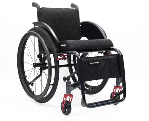 CFMAIF Lightweight Aluminum Alloy Wheelchair, Self Propelled Sports Wheelchair for Adults, Prevent Rear Tilt, with Safety Belt(Size:42cm/16.5 seat,Color:Daily)