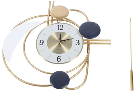 KXQYIKYI Reloj de Pared Decorativo Moderno con péndulo de Oro oscilante, artesanía de aleación de Acero Inoxidable, Gran Reloj silencioso para Sala de Estar, Dormitorio, decoración de la Oficina