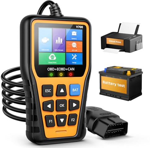 OBD2 Scanner, Enhanced Fixd Car Diagnostic Tool with Battery Tester, Fault Code Reader That Can Print Data to Cloud Reads & Clears Engine Error Codes for All OBD II Protocol Vehicles Since 1996