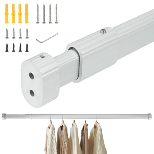 VirtuGro Tringle Penderie Vêtements peut Supporter 70KG Tringle Extensible Robuste&Épais Barre Penderie Barre Telescopique Convient aux Armoires (Blanc, 58-98cm)