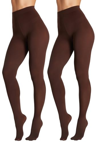 Seidiva Medias Opacas para Mujer 80 Deniers Cintura Alta, Pantimedias Mate Ultrasuave, Más de 25 Colores, 2x Marrón 2XL-3XL