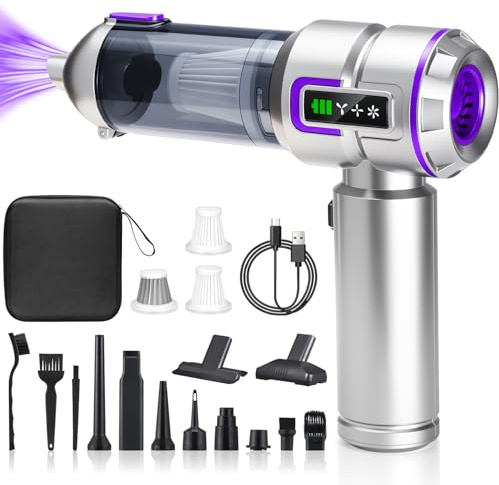 SGIP Aspirador de Mano, 27000Pa Aspiradora Sin Cable Potente, Aspirador Coche Portátil con Batería Recargable Dos Filtros HEPA Lavable y Reutilizable 3 Niveles de Succión para Hogar Coche y Mascotas