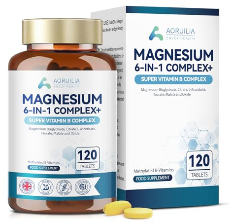 14-in-1 Magnesium Complex with Vitamin B Complex - Magnesium Glycinate, Citrate, Taurate, Magnesium Supplements for Energy, Muscle, Sleep, Immunity Support, High Absorption 120 Multivitamin Tablets