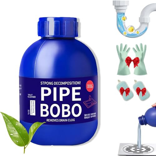 Pipe Bobo, detergente per tubi di scarico, per lavelli da cucina, agente di dragaggio professionale per esterni, scarichi doccia, bagno, vasche, WC (1 pezzo)