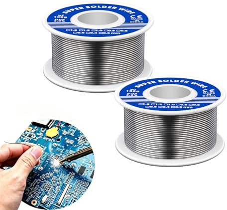 YOUZMY 2 unidades de alambre de soldadura de 1 mm, 100 g, estaño con fundente, soldadura con núcleo de colofonia, punto de fusión inferior, soldadura para soldadura eléctrica, reparación, bricolaje