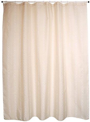 MSV Cotexsa by Premium Anti-Schimmel Textil Duschvorhang - Anti-Bakteriell, waschbar, 100% wasserdicht, mit 12 Duschvorhangringen - Polyester, „Berbera“ Weiß 180x200cm – Made in Spain