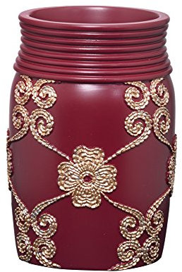 Popular Bath Vlegant Rosa Tumbler Vaso, Resina, Borgoña y Dorado