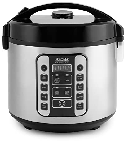 Aroma 20-Cup Rice Cooker and Steamer - Black/Stainless Steel