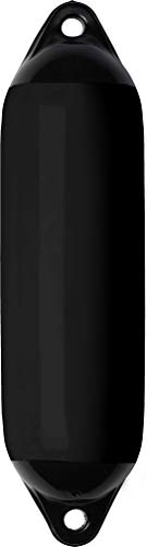 Seilflechter - Aufblasbarer Fender 120 x 450 mm in Schwarz, Langfender mit 2 Augen, für Boot & Yacht