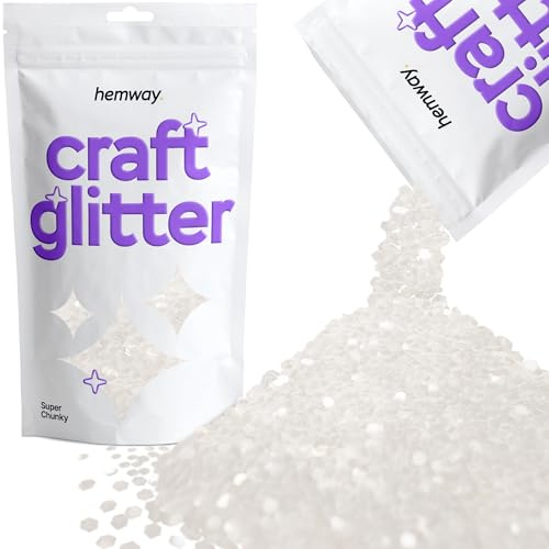 Hemway Craft Glitter White Iridescent 100g Super Chunky Glitter | for Crafts, Resin, Cosmetic, Nail, Face, Body, Festival, Tumblers, Art, Candle, Crafting