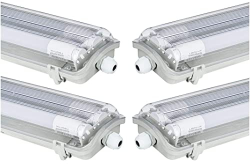 G13 LED Feuchtraumleuchte 2x T8 LED, 36W 3600LM 120cm, IP65 LED Feuchtraumwanneneuchte, LED Wannenleuchte Leuchtstofflampe, Kaltweiss CRI80 (4x 120KW)