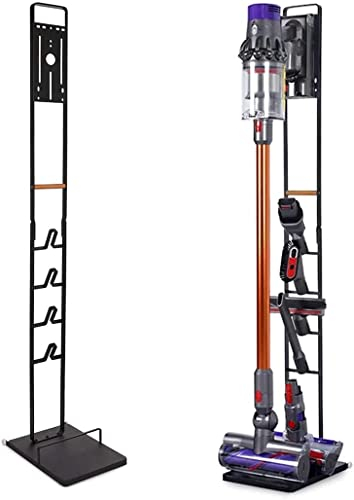Luchs Ständer Universal für Akkusauger/Handstaubsauger - Organizer für Dyson V6, V7, V8, V10, V11, V15, DC30, DC31, DC34, DC35 Standfuß Halterung Rahmen auf RÄDERN und HOLZGRIFF (Schwarz)