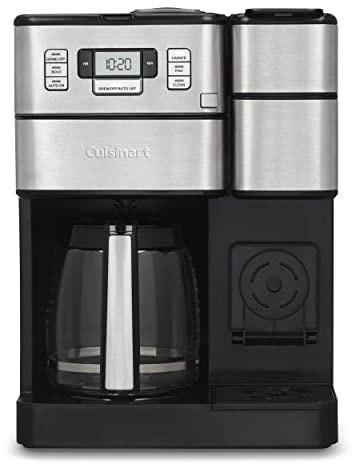 Cuisinart Coffee Center Grind and Brew Plus, Built-in Coffee Grinder, Coffeemaker and Single-Serve Brewer with 6oz, 8oz and 10oz Serving Size, Black/Silver, SS-GB1NAS