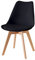 Baroni Home Chaise de Salle à Manger Style Scandinave, Chaise de Cuisine et de Bureau avec Pieds en Bois, Chaise Ergonomique avec Coussin Intégré 57x48x79 cm, Noir, 1 pièce