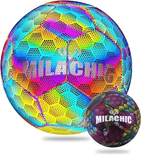 Xakay Reflektierender Fußball, Nachtfußball Größe 5 Offizieller Fußball-Trainingsball für Erwachsene und Kinder, Leuchtend im Dunkeln