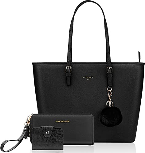URAQT Borse Tote a Spalla Donna, con Portafogli e Portacarte, Borsa per Laptop da 15,6 Pollici in PU Pelle, Borsa della Spesa Grande per Shopping, Feste, Appuntamenti, Lavoro