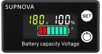 Asudaro Misuratore di Tensione Capacità Batteria, Indicatore Batteria, Monitor Voltmetro DC 8-100V per Auto, Barche, Camper