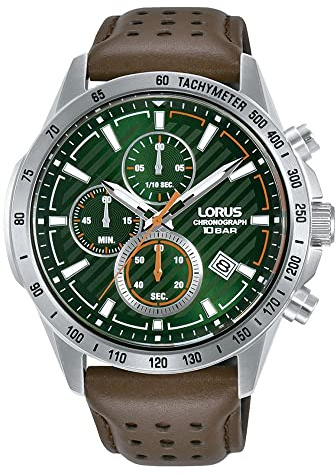 Lorus Herren Analog Quarz Uhr mit Leder Armband,Braun