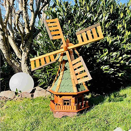 DARLUX Mulino a vento decorativo da giardino in legno con cuscinetti a sfera, marrone, dimensioni (verde XL)