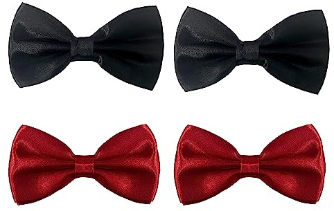 TAFACE 4 pajaritas negras y rojas de color liso, pajarita para hombre, ropa de negocios, adecuado para bodas, recepciones, fiestas y otras ocasiones, negro/rojo, Talla única