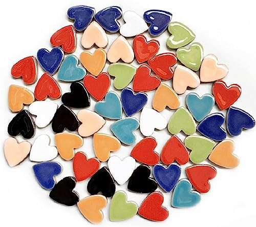 BTMIEY 500 g di piastrelle a mosaico in ceramica, per fai da te, creative, per fai da te, piatti, vasi di fiori, tazze, mosaico (cuore)