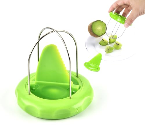 ICSTM Pelador de kiwi, herramienta de kiwi de fácil agarre, pelador de frutas y kiwi de acero inoxidable 2 en 1 para kiwi, fruta del dragón, etc. (verde)
