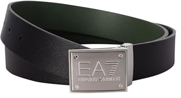 EA7 Emporio Armani Cintura Uomo Reversibile, fibbia con logo, Nero/Verde, One Size