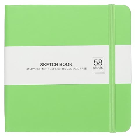 PATIKIL 5 X 5 Taccuino Tascabile Rigido In Pelle, 58 Fogli 150GSM/102lb Quaderno Vuoto Diario Di Viaggio Blocco Per Schizzi Per Scrivere Disegnare Dipingere Business Artista.