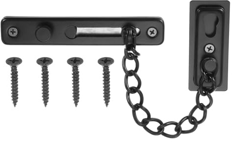 PATIKIL Cerrojo De Cadena Para Puerta, Cerradura De Seguridad Para Puerta Con Cadena Para Puertas Principales E Interiores Con 4 Tornillos Para Hogar Dormitorio Hotel Apartamento, Negro