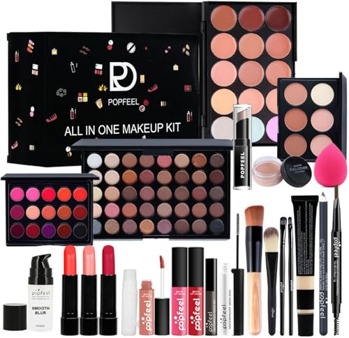 Hinourisha Kit Maquillaje Mujer, Set Regalo Maquillaje para Niñas Adolescentes Chica, Maletin Maquillaje Profesional con Paletas de Sombras de Ojos, Base de Maquillaje, Rímel, Gloss Labios#190