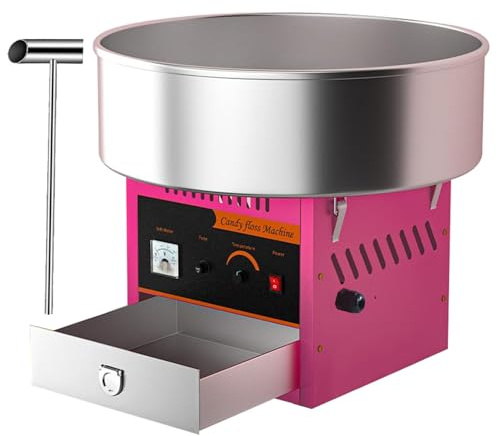 Sockervaddsmaskin 1000 Watt,Temperaturreglering 50°C - 300°C,Bärbar Sockervadd Maskin med Låda‌,Sockerburk och Socker Sked för Mobila Försäljare och Hemmabruk